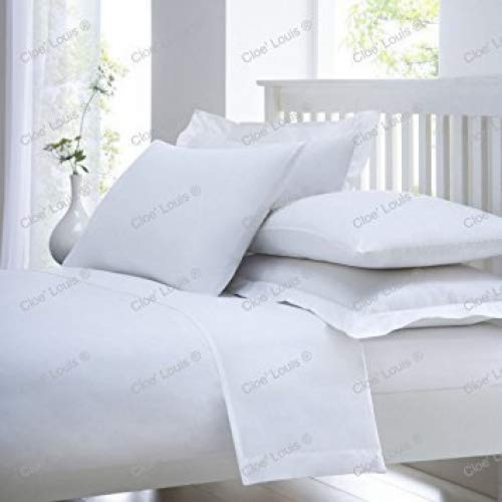 Luxury Egyptian Cotton White Flat Bed Sheets Single Double King Super King Size 